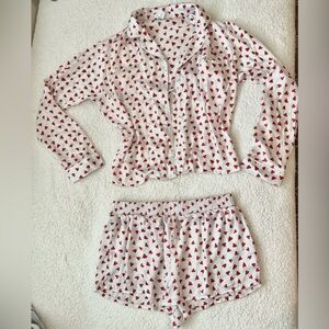 Large heart button down PJ sleep set